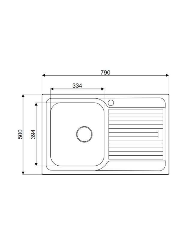 Ugradna sudopera Laweo AS 103 inox ø90 79x50cm - Slika 2