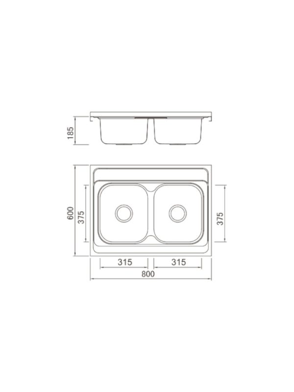 Nasadna sudopera Boloco BL 835 inox ø60 80x60cm - Slika 2