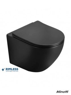 Konzolna-rimless wc šolja-crna sa daskom Perla
