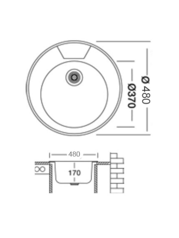Ugradna sudopera Livinox EC 145 Dekor inox ø90 48cm - Slika 2