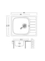 Ugradna sudopera Livinox EX 180 inox ø90 65x50cm - Slika 2