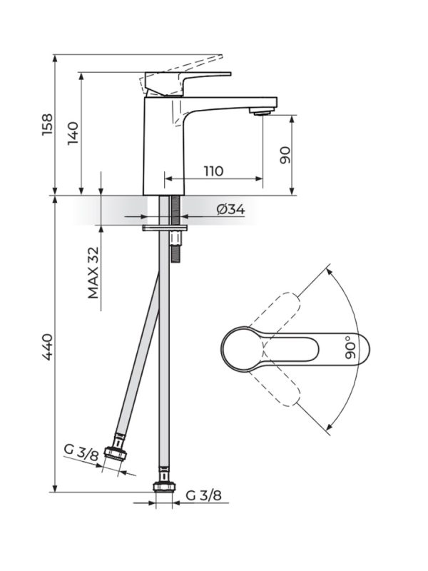 Baterija za lavabo Rosan Blau B130100 1
