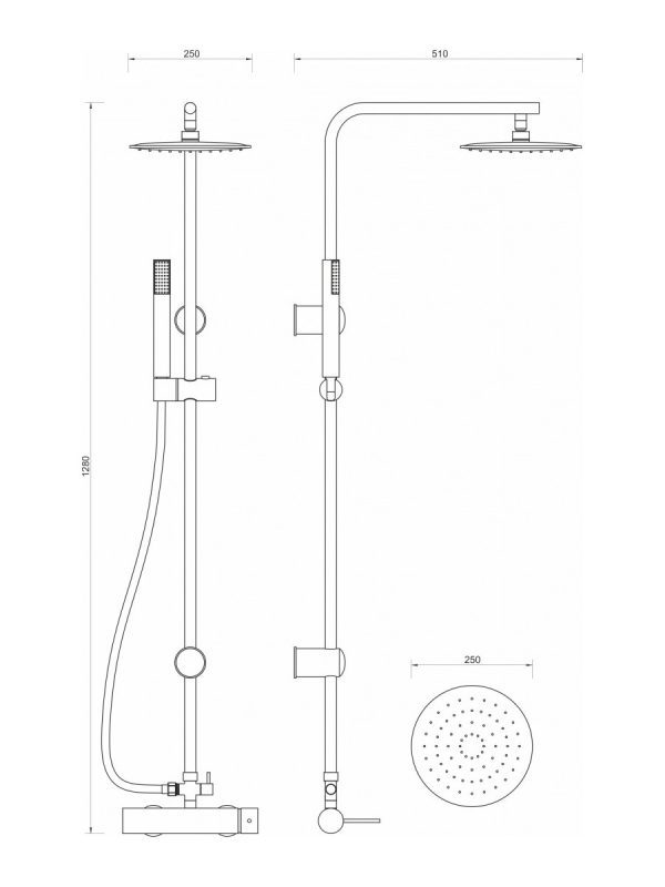 Usponski tuš okrugli komplet Minotti MUT-065B/6113CB 1,