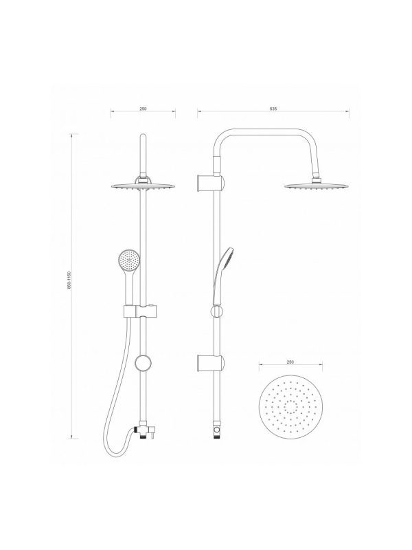 Usponski tuš okrugli komplet Minotti MUT-075/6113C 1,
