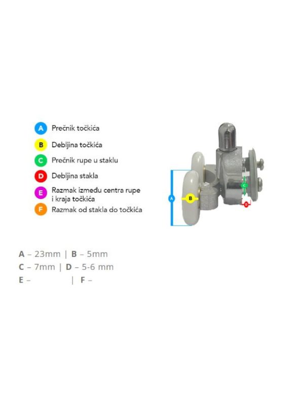 Točkić za vrata 6 mm donji GL52D23 4