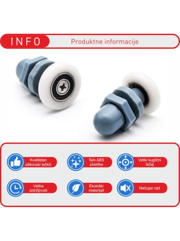 Jednodelni točkić za tuš kabine-donji-LUX3D 4,