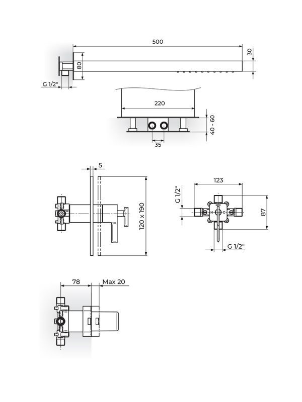 Ugradna baterija termostatska Rosan 2T31201B 1
