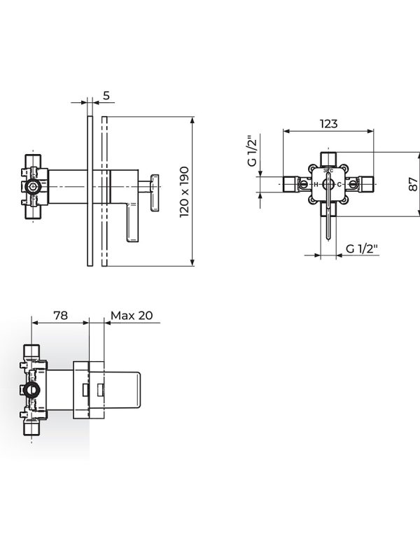 Ugradna baterija termostatska Rosan 2T31901 1