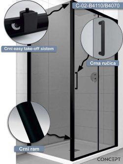 Tuš kabina 110x70 Concept Atlas Black-2