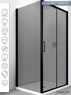 Tuš kabina 110x70 Concept Atlas Black