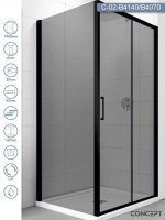 Tuš kabina 140x70 Concept Atlas Black