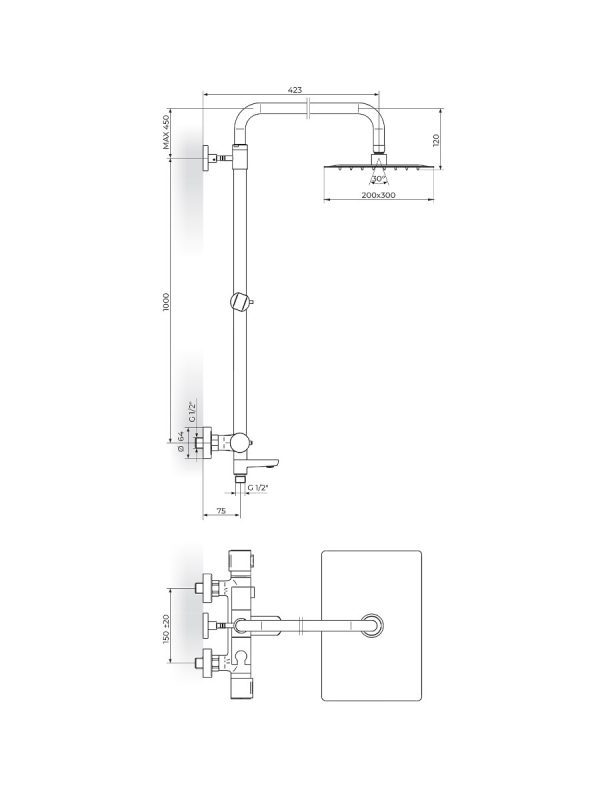 Usponski tuš S2 Thermo Rosan 2T37351B 1