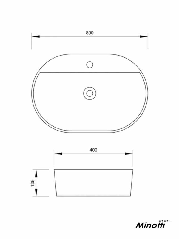 Lavabo nadgradni Minotti 80x40cm 7012-3