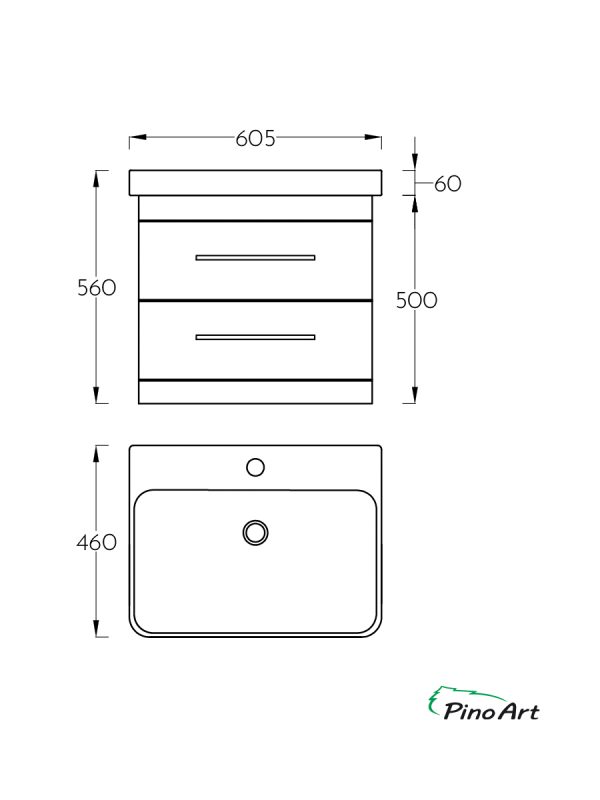 Lavabo sa ormarićem Pino-Art Luxor-60cm Drvo-2