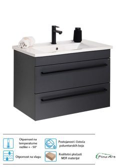 Lavabo sa ormarićem PinoArt Atria 65cm-antracit