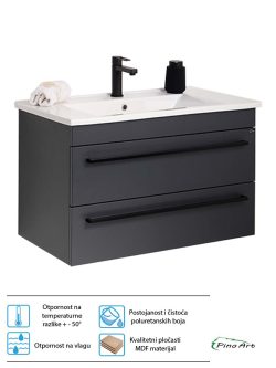 Lavabo sa ormarićem PinoArt Atria 75cm-antracit