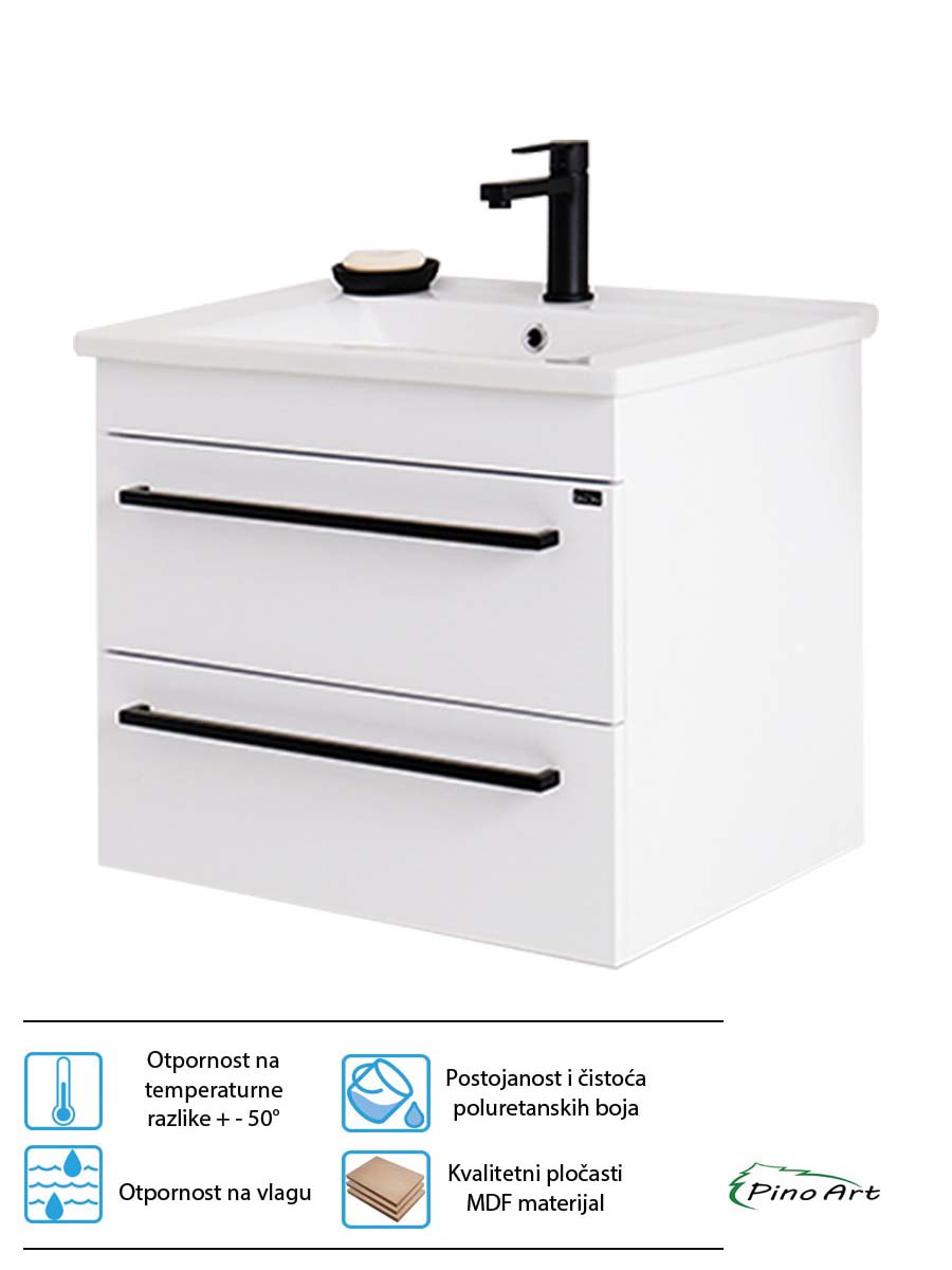 Lavabo sa ormarićem PinoArt Atria 65cm-bela Lavabo sa ormarićem PinoArt Atria 65cm-bela
