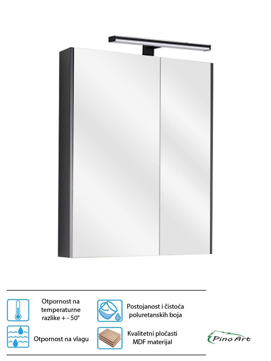 Ogledalo sa ormarićem PinoArt Atria-Antracit 65cm Ogledalo sa ormarićem PinoArt Atria-Antracit 65cm