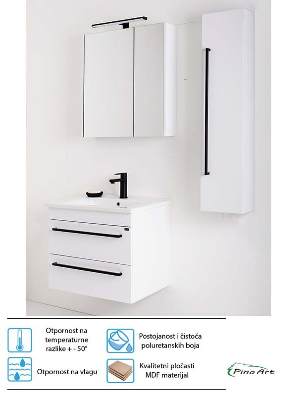 Ogledalo sa ormarićem PinoArt Atria-Bela 65cm
