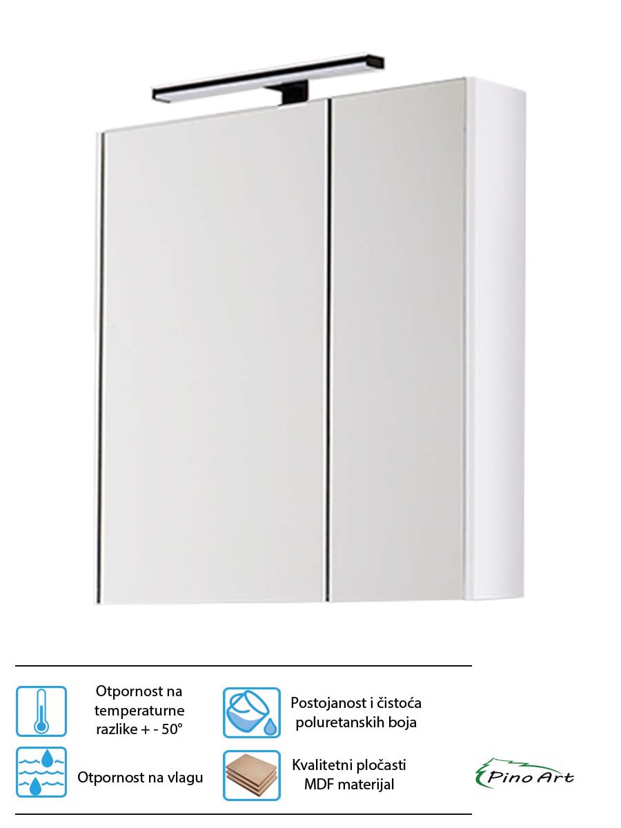 Ogledalo sa ormarićem PinoArt Atria-Bela 85cm Ogledalo sa ormarićem PinoArt Atria-Bela 85cm