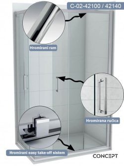 Tuš kabina 100x140cm Atlas-Element Concept-2