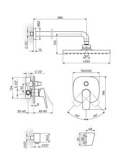 Baterija za tuš-kadu ugradna 113605-Stolz Rosan 1