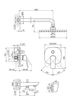 Baterija za tuš kadu uzidna Rosan-131701 1