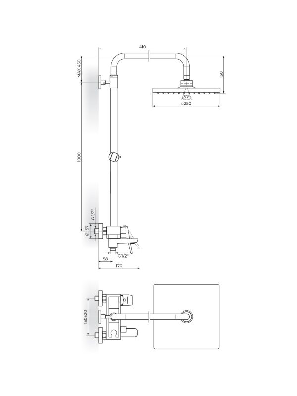 Usponski tuš STOLZ 137352B Rosan 1