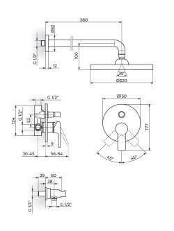 Ugradna baterija ručni/zidni tuš JB31601-B2 1
