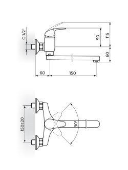 Rosan baterija Perla za lavabo zidna-JP321015 1