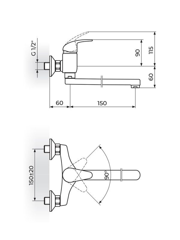 Rosan baterija Perla za lavabo zidna-JP321015 1
