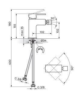 Baterija za bide Quadro Rosan JQ39101B 1