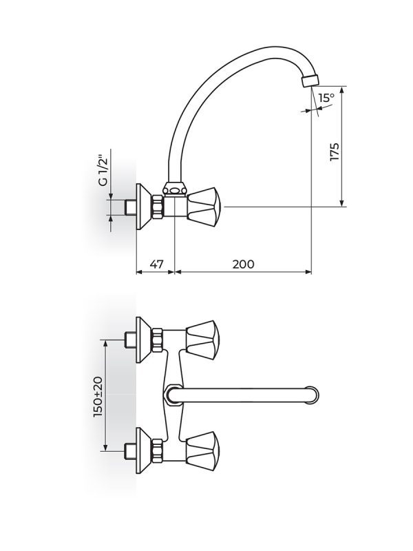 Baterija za sudoperu-lavabo K03120 Rosan 1