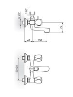 Dvoručna baterija za kadu Klasik-KF12101 Rosan 1