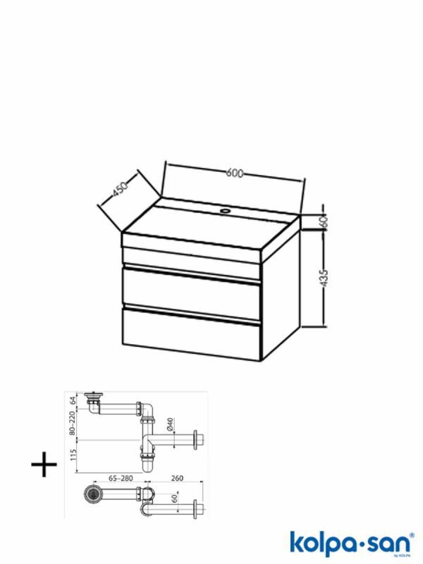 Lavabo sa ormarićem 60cm Naomi KolpaSan-2