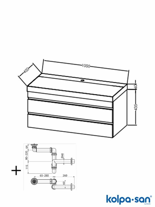 Lavabo sa ormarićem 100cm Naomi KolpaSan-2