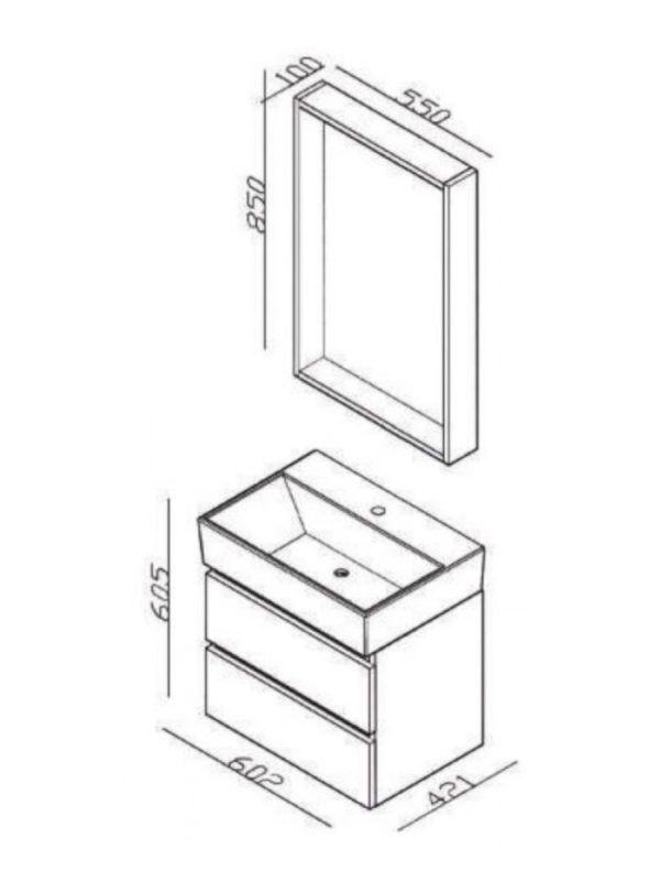 Lavabo sa ormarićem 60cm Lineart-Plaza PLA0600L.BS 3