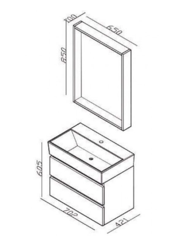 Lavabo sa ormarićem 70cm Lineart-Plaza PLA0700L.BS 2
