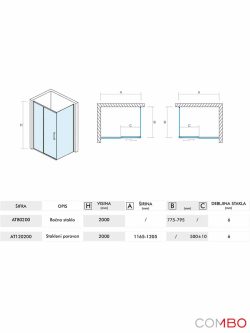 Tuš kabina Quartz Ker 120x80x200cm Atlantis-2