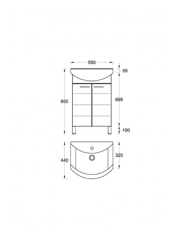 Lavabo sa ormarićem 55cm Lineart-Figaro 0942 - 2