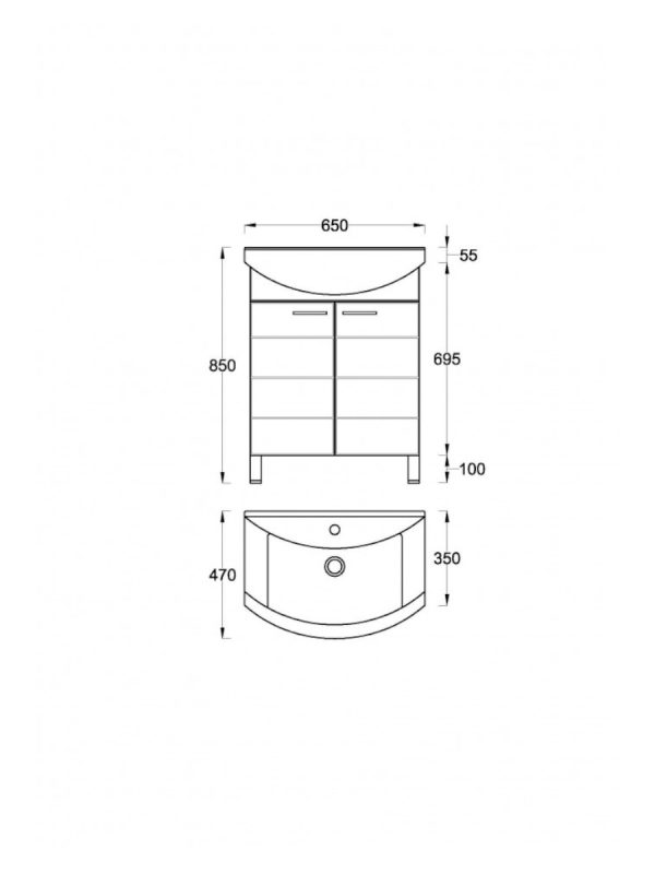 Lavabo sa ormarićem 65cm Lineart-Figaro 0944 - 2