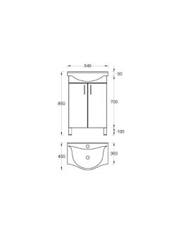 Lavabo sa ormarićem 55cm Lineart-Libero 0946 - 2