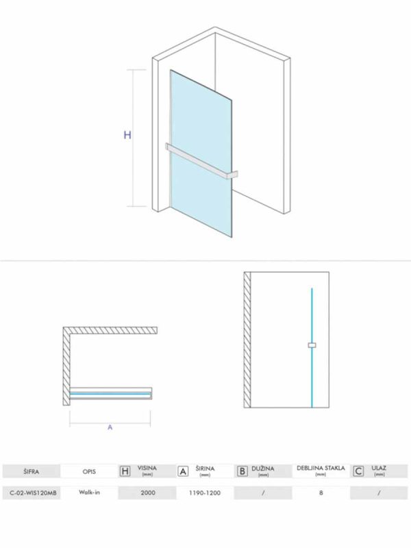 Paravan Copen Monte Superiore 120x200cm Crna-4