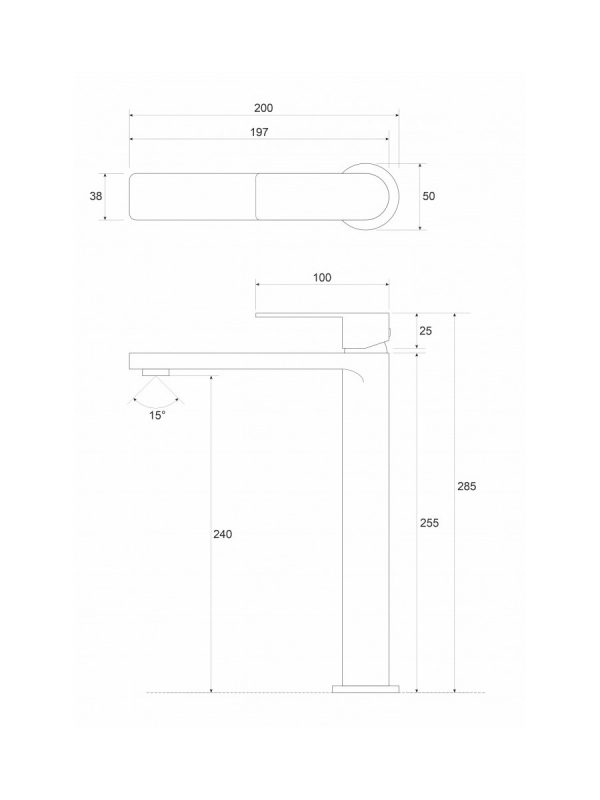 Baterija za lavabo visoka Copen Nook C-01-101GM 1