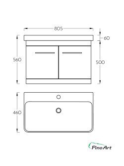 Lavabo sa ormarićem PinoArt Luxor-V 80cm Drvo-2