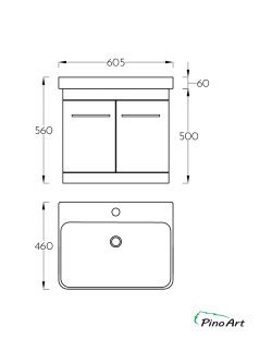 Crni lavabo sa ormarićem-drvo PinoArt Luxor-60V-2