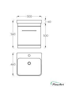 Lavabo sa ormarićem PinoArt Luxor-V 50cm Drvo-2
