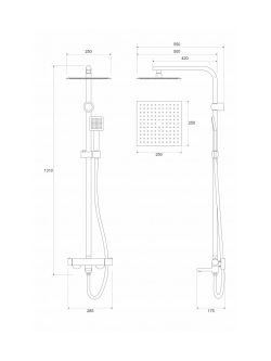 Usponski tuš četvrtasti set Copen Nook C-01-111MB 1