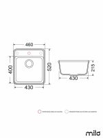 Granitna sudopera PIU 46x52cm Lava stone-2