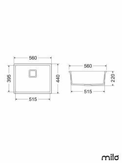 Granitna sudopera Qubus 56x44cm Lava stone-2